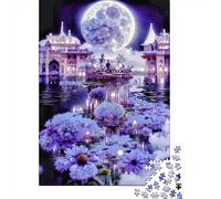 Jigsaw Puzzles 1000 Pieces Purple Fantasy City Puzzles 38x26cm/1000pcs Gift For Kids Stress Reliever Family Game DIY Cardboard