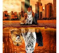 Jigsaw Puzzles 1000 Pieces Puzzles for Adults, Cat Tiger Puzzle Animal Adult Toys, 27x20 Unique Difficult and Challenge Large Puzzle Game Toys Gift