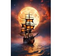 Jigsaw Puzzles 1000 pieces,Puzzles for Adults,Challenging Educational Family Activity Games Home Decoration Puzzle Moonlight Sea Sailing,29.5 x 19.7 Inch