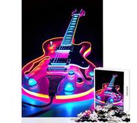 Jigsaw Puzzles 1000 Pieces Radiant Riffs Neon Guitar Puzzle For Teenagers Precision Cutting for Birthday, Chrismas Deal As Gifts for The Whole Family (38x26cm)