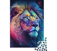 Jigsaw Puzzles 1000 Pieces Rainbow Lion Portrait Jigsaw 38x26cm/1000pcs Gift For Kids Stress Reliever Family Game DIY Cardboard