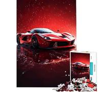 Jigsaw Puzzles 1000 Pieces Red Ferrari in Rain Family Game Brain Intelligence Challenge Addictive Toys Great Gifts for Games Birthday Present (Size 50x75cm)