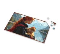 Jigsaw Puzzles 1000 Pieces Redhead Warrior With Tabby Cat By The Lake Picture Puzzle 300 Piece Puzzle Puzzle Board(500PCS)