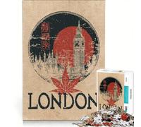 Jigsaw Puzzles 1000 Pieces Retro London Cityscape, Brain Teaser Game, Difficult Challenge, Deal As Gifts for The Whole Family 50x75cm