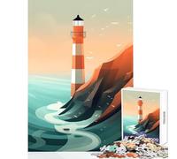 Jigsaw Puzzles 1000 Pieces Rocking Waves Lighthouse Puzzles for Teenagers Analysis And Logic Wishlist with Santa Claus Beautiful Design Game (38x26cm)