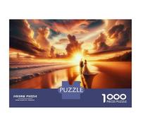 Jigsaw Puzzles 1000 Pieces Romantic Sunset Beach Walk Puzzles for Adults Relaxing Games Difficult Challenge Fun at Home Activities, 70x50cm/1000pcs