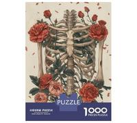 Jigsaw Puzzles 1000 Pieces Rose Embraced Skeleton Adult Jigsaw Puzzle Brain Teaser Game Analysis And Logic Christmas Birthday Gifts 38x26cm/1000pcs