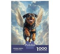 Jigsaw Puzzles 1000 Pieces Rottweiler with Angel Wings A Tribute to Strength And Love Puzzles for Adults Hands-on Game Staycation Kill Time Christmas Birthday Gifts 70x50cm/1000pcs