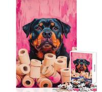 Jigsaw Puzzles 1000 Pieces Rottweiler with Toilet Paper Painting Hands-on Game Difficult Challenge Home Decoration Toys Challenging To Complete (75X50CM)