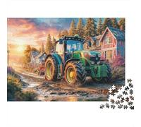 Jigsaw Puzzles 1000 Pieces Rural Tractor Scene Puzzles 52x38cm/1000pcs Gift For Kids Farm Landscape Painting Style Challenging Creative Family Game DIY Cardboard