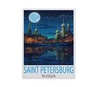 Jigsaw Puzzles 1000 Pieces，Saint Petersburg Russia Vintage Travel Poster，paper Children Games Educational Toys（50x70cm）-AH98