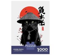 Jigsaw Puzzles 1000 Pieces Samurai Cat with Asian Aesthetics Adult Jigsaw Puzzle Toy Wall Decor Birthday Present Unique Birthday And Xmas Gifts 70x50cm/1000pcs