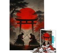 Jigsaw Puzzles 1000 Pieces Samurai Duel Under Red Sun Difficult And Challenge For Family Fun Toy Wall Decor for And from 14 Years And over (50X75CM)