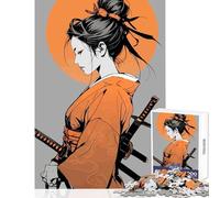 Jigsaw Puzzles 1000 Pieces Samurai Woman with Swords And Kimono Jigsaw Puzzles for Adults Precision Cutting Train Your Brain And Hands Toy Intellectual Game (38x52cm)