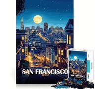 Jigsaw Puzzles 1000 Pieces San Francisco Cityscape at Night Flawless Fit Art Creative Skill Toy Rest Time Play Christmas Art Display (38x26cm)
