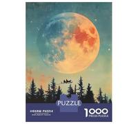 Jigsaw Puzzles 1000 Pieces Santas Flight Under Giant Moon Christmas Puzzles for Adults Hands-on Game Staycation Kill Time Christmas Birthday Gifts 70x50cm/1000pcs