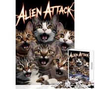 Jigsaw Puzzles 1000 Pieces Six Cat Funny Hands-on Game Difficult Challenge Home Decoration Toys Challenging To Complete (75X50CM)