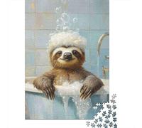 Jigsaw Puzzles 1000 Pieces Sloth Bathing Fun Jigsaw 52x38cm/1000pcs Toy for Adults And Kids Stress Reliever Educational Games DIY Cardboard