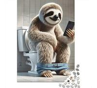 Jigsaw Puzzles 1000 Pieces Sloth Using Smartphone Jigsaw 52x38cm/1000pcs Gift For Kids Stress Reliever Family Game DIY Cardboard
