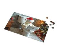 Jigsaw Puzzles 1000 Pieces Snowman Reading Newspaper In Toilet Picture Puzzle Activity Books For Kids Ages 6-8 Toddler Toys(1000PCS)