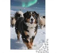 Jigsaw Puzzles 1000 Pieces Snowy Dog Herding Sheep Puzzles 52x38cm/1000pcs Toy for Adults And Kids Stress Reliever Family Game DIY Cardboard
