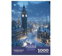 Jigsaw Puzzles 1000 Pieces Snowy London Night Puzzles for Adults Relaxing Games Difficult Challenge Fun at Home Activities, 52x38cm/1000pcs