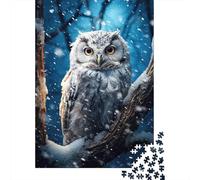 Jigsaw Puzzles 1000 Pieces Snowy Owl Perched Tree Jigsaw 38x26cm/1000pcs Toy for Adults And Kids Challenging Creative Educational Games DIY Cardboard