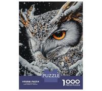 Jigsaw Puzzles 1000 Pieces Snowy Owl Portrait Puzzles for Adults Relaxing Games Difficult Challenge Fun at Home Activities, 52x38cm/1000pcs