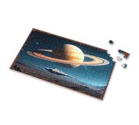 Jigsaw Puzzles 1000 Pieces Spacecraft Hovering Near Saturn'S Rings In A Futuristic Landscape Picture Puzzle 300 Piece Puzzle Puzzle Board(300PCS)