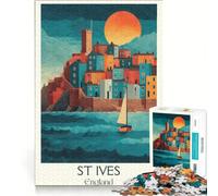 Jigsaw Puzzles 1000 Pieces St Ives Cornwall Poster, Brain Teaser Game, Difficult Challenge, Deal As Gifts for The Whole Family 38x52cm
