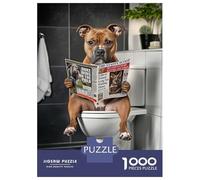 Jigsaw Puzzles 1000 Pieces Staffordshire Terrier on The Toilet Puzzles for Adults Hands-on Game Staycation Kill Time Christmas Birthday Gifts 38x26cm/1000pcs