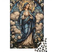 Jigsaw Puzzles 1000 Pieces Stained Glass Virgin Puzzles 38x26cm/1000pcs Gift For Kids Challenging Creative Family Game DIY Cardboard