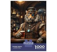 Jigsaw Puzzles 1000 Pieces Steampunk Craft Beer Tiger Puzzles for Adults Relaxing Games Difficult Challenge Fun at Home Activities, 70x50cm/1000pcs