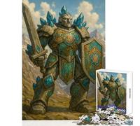 Jigsaw Puzzles 1000 Pieces Stone Golem Warrior with Sword And Shield Hands-on Game Difficult Challenge Home Decoration Toys Challenging To Complete (38X52CM)