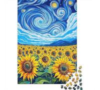 Jigsaw Puzzles 1000 Pieces Sunflower Field Starry Jigsaw 38x26cm/1000pcs Toy for Adults And Kids Stress Reliever Family Game DIY Cardboard