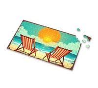 Jigsaw Puzzles 1000 Pieces Sunset Serenity: Two Beach Chairs By The Ocean Picture Puzzle Puzzle 500 Pieces Kids Toys For Girls(500PCS)