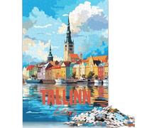 Jigsaw Puzzles 1000 Pieces Tallinn Estonia Puzzle for Adults Paperboard Puzzles Christmas Puzzle Gifts 38x26cm/1000pcs