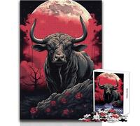 Jigsaw Puzzles 1000 Pieces The Bull And The Moon Relaxing Solo Quiet Time Superior Accurate Cutting Play Toy Size 38x26cm