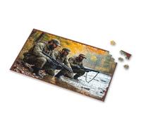 Jigsaw Puzzles 1000 Pieces Three Soldiers In Camouflage Squatting By A River With Rifles Picture Puzzle 300 Piece Puzzle Puzzle Board(1000PCS)