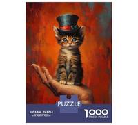 Jigsaw Puzzles 1000 Pieces Top Hat Kitten Puzzles for Adults Hands-on Game Staycation Kill Time Christmas Birthday Gifts 38x26cm/1000pcs