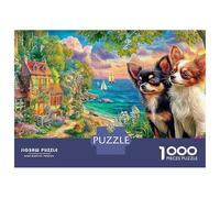Jigsaw Puzzles 1000 Pieces Two Chihuahuas by Sea Puzzles 70x50cm/1000pcs Gift For Kids Challenging Creative Family Game DIY Cardboard