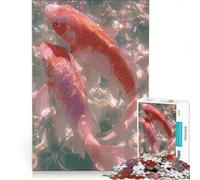 Jigsaw Puzzles 1000 Pieces Two Koi Fish in Shimmering Water Brain Teaser Game Difficult Challenge Deal As Gifts for The Whole Family 50x75cm