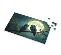 Jigsaw Puzzles 1000 Pieces Two Owls Perched On A Branch Under A Full Moon. Picture Puzzle Toddler Puzzles 1500 Piece Puzzle(300PCS)