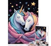 Jigsaw Puzzles 1000 Pieces Two Unicorns Embracing in Starry Night Jigsaw Puzzles for Teenagers Staycation Kill Time Every Piece Is Unique - Brainteaser Family Games (38x26cm)