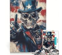 Jigsaw Puzzles 1000 Pieces Uncle Sam Skull Brain Teaser Game Difficult Challenge Deal As Gifts for The Whole Family 50x75cm