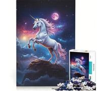 Jigsaw Puzzles 1000 Pieces Unicorn in The Night Sky Brain Teaser Game Difficult Challenge Deal As Gifts for The Whole Family 38x26cm
