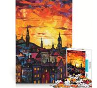 Jigsaw Puzzles 1000 Pieces Urban Sunset Brain Teaser Game Difficult Challenge Deal As Gifts for The Whole Family 38x26cm