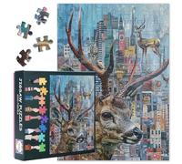Jigsaw Puzzles 1000 Pieces, Urban Wildlife Animals Adult Jigsaw Puzzles, Deer Urban Microcosm Puzzle 1000 Pieces for Adults, Challenging Game Puzzle Finished Size 50x70cm