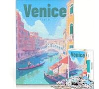 Jigsaw Puzzles 1000 Pieces Venice Canals Serene Reflection, Brain Teaser Game, Difficult Challenge, Deal As Gifts for The Whole Family 50x75cm