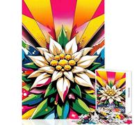 Jigsaw Puzzles 1000 Pieces Vibrant Edelweiss Art Hands-on Game Difficult Challenge Home Decoration Toys Challenging To Complete (38X52CM)